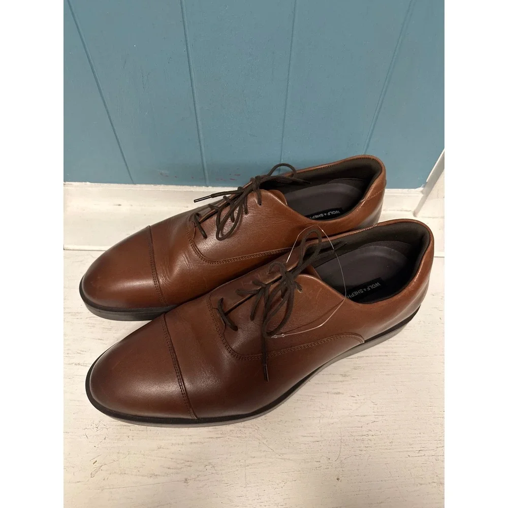 Wolf & Shepherd Crossover Victory Cap Toe Brown Leather Shoes Mens‎ 13 M